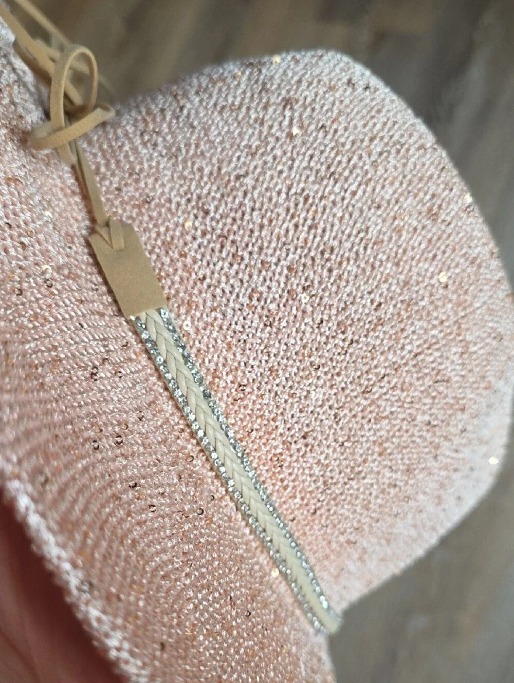 Women’s Peachy Pink Wide-Brim Fedora Cowgirl Hat w/ Decorative Band And Sequins